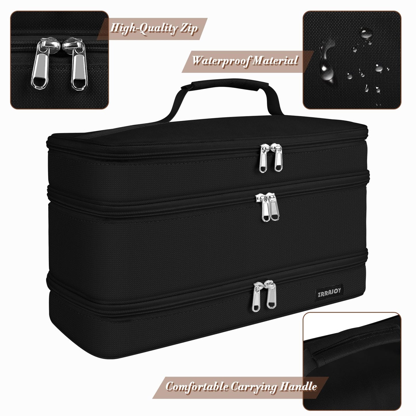 ZRRAJOY 3 Layers Storage Case For Shark Flexstyle, Travel Carrying Case For Shark 430/440 Flexstyle, Organizer Bag For Shark Flexstyle/Dyson Airwrap Styler Attachments(Black02)