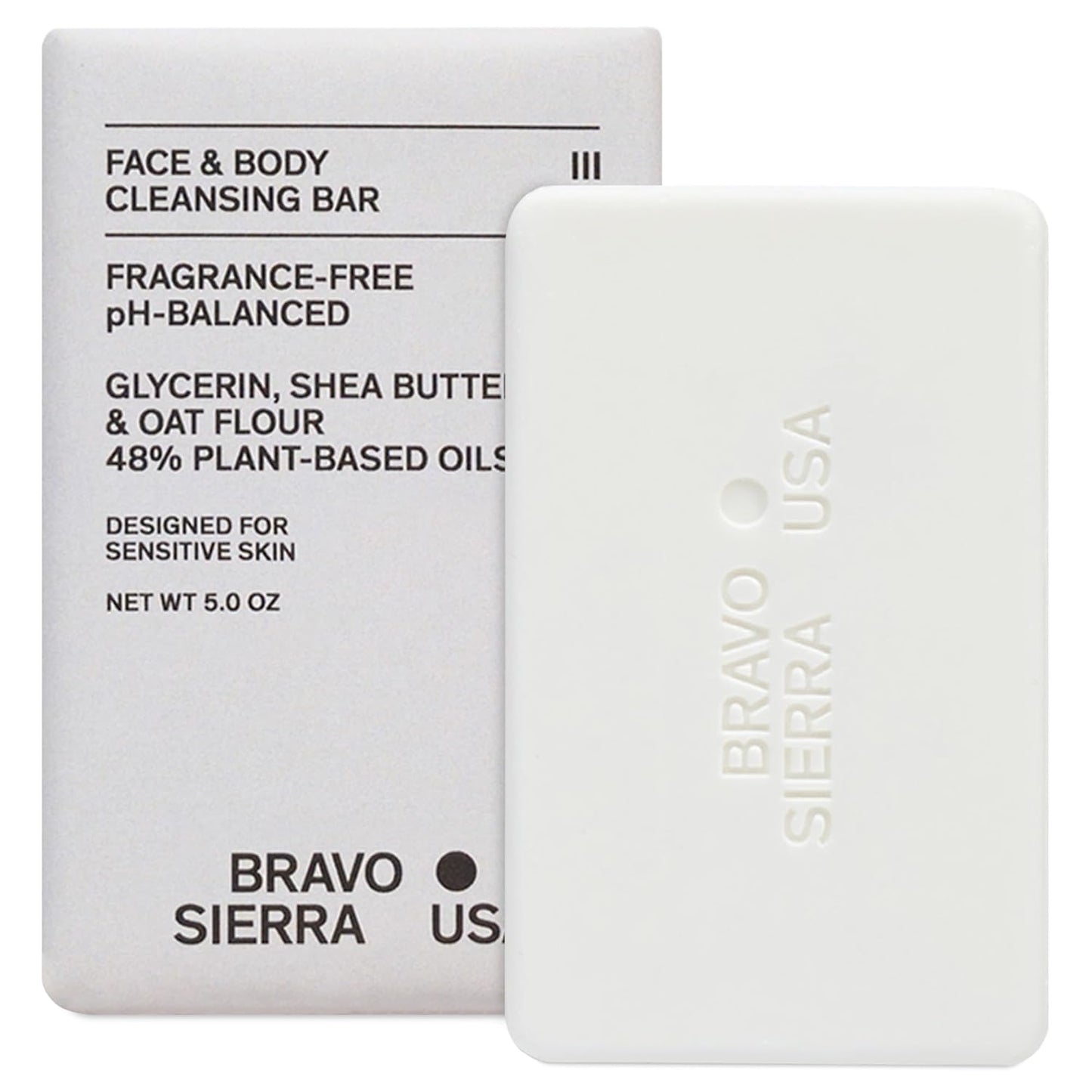 Bravo Sierra Face & Body Bar Soap - Moisturizing & Hydrating Fragrance-Free Cleanser | Vegan, All Skin Types