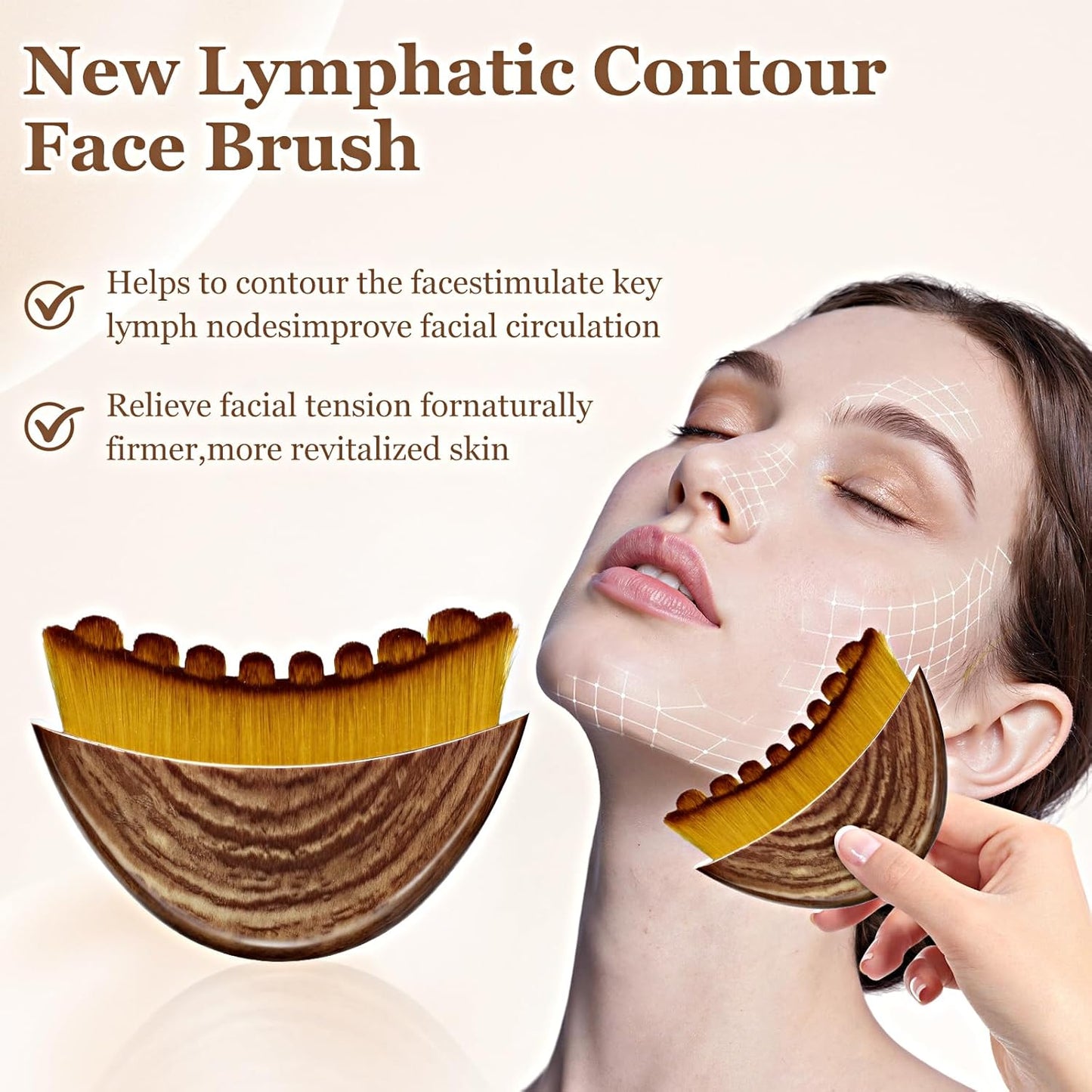 Skiennix Lymphatic Contour Face Sculpting Brush - Anti-Puffiness & Lift Massage Tool | 2 Pack for Glowing Skin