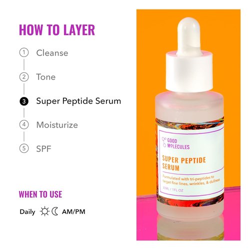 Good Molecules Super Peptide Serum - Anti-Aging Facial Serum with Peptides & Copper Tripeptides for Plump, Firm Skin