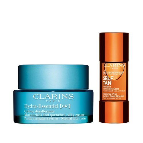 Clarins Hydra-Essentiel Silky Cream & Self Tanning Booster - Hydrating Face Moisturizer for Normal to Dry Skin with Hyaluronic Acid