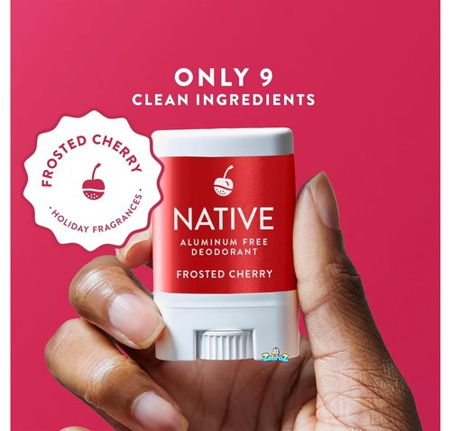 Native Holiday Limited Edition Mini Deodorant - Aluminum-Free Frosted Cherry - Travel Size 0.35oz (Pack of 2)