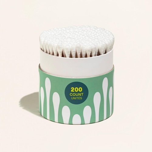 Cliganic Organic Bamboo Cotton Swabs - 200 Count of 100% Pure Natural Cotton, Hypoallergenic & Soft