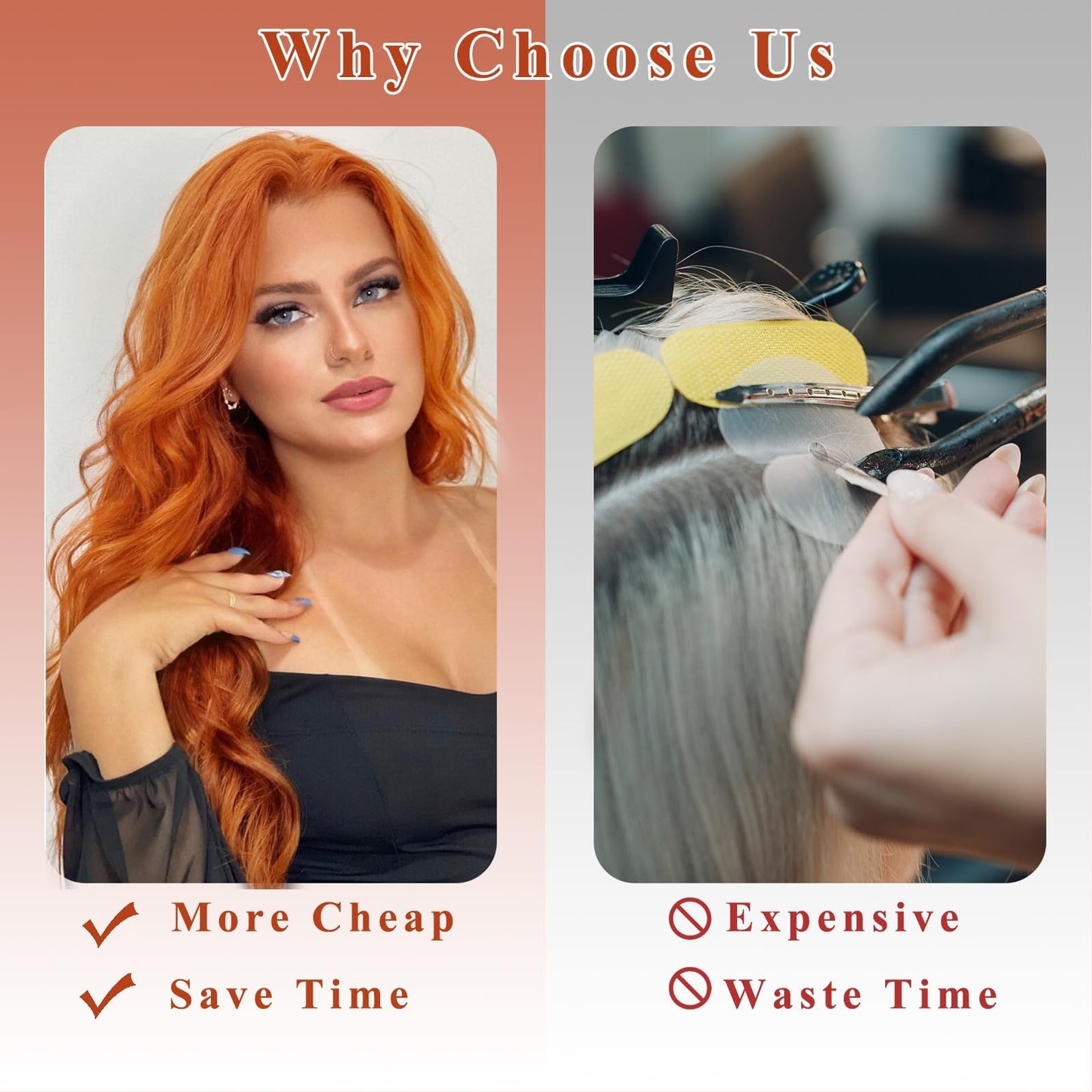 NAYOO Clip in Curly Hair Extensions 4PCS Long Wavy Synthetic Thick Hairpieces with Fiber Double Weft for Women Hair Full Head (20 Inch, Ginger Orange)