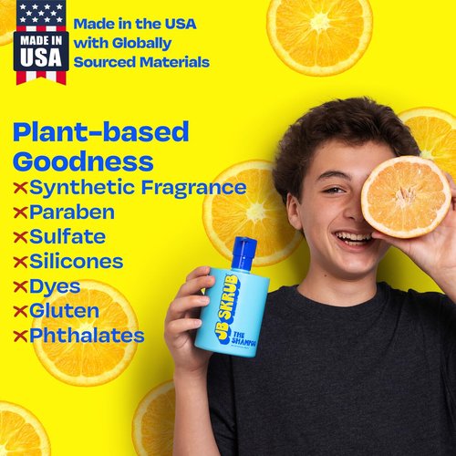 JB SKRUB Boys Shampoo - Aloe Vera & Green Tea for Healthy Hair & Scalp | Sulfate-Free, 14 oz.