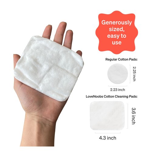 Baby Cotton Pads for Diaper Change by LoveNoobs, 360 Count, Ultra Soft 100% Organic Extra Large Cotton Pads for Baby Sensitive Skin, Lint-Free, Premium Jumbo Size, GOTS Certified