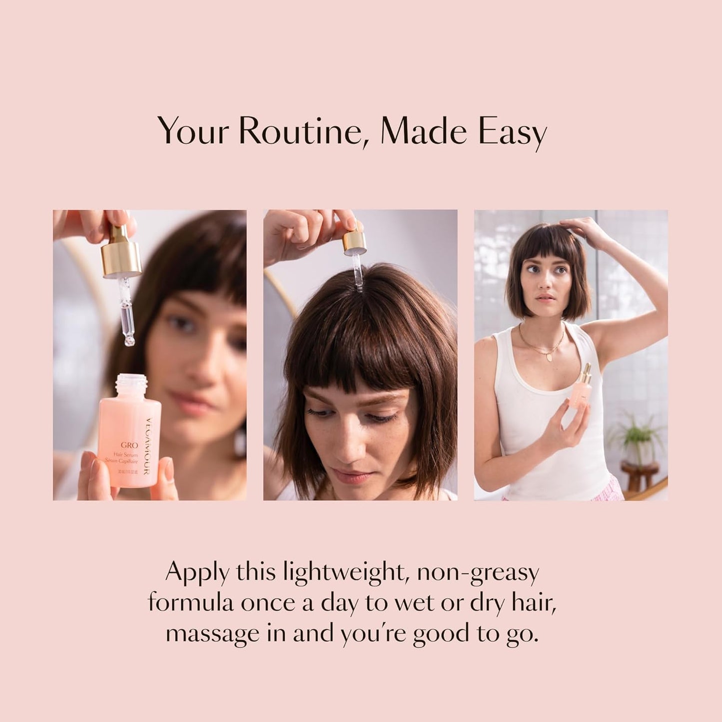 VEGAMOUR GRO Hair Serum - Thicker, Fuller Hair in 90 Days | Non-Oily, Vegan, Bergamot Scented