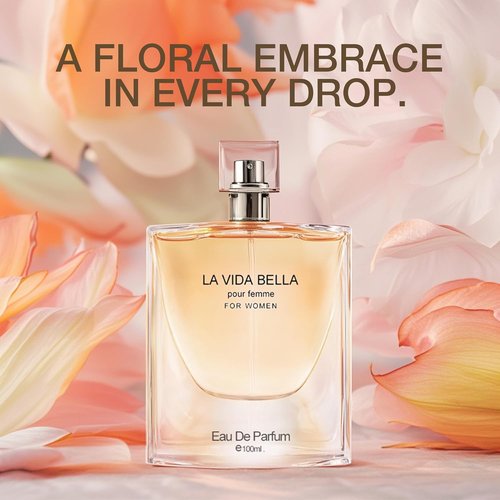 La Vida Bella Perfume by A CENTER - 3.4oz Eau de Parfum Spray | Floral & Sweet Fragrance with Iris, Patchouli, Vanilla & Spun Sugar