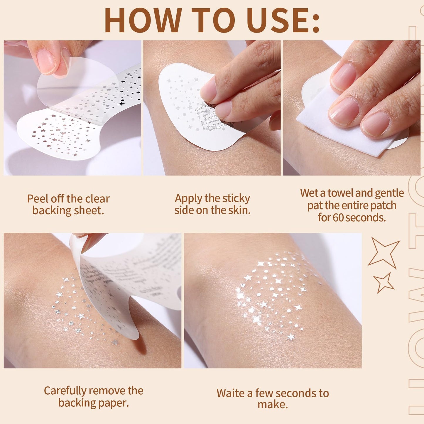 FANDAMEI Glitter Freckles, 6PCS Glitter Freckles Silver, Face Glitter Makeup Speckles. Glitter Face Speckles, Makeup Patches, Face Glitter Speckles for Women, 6PCS (Silver)