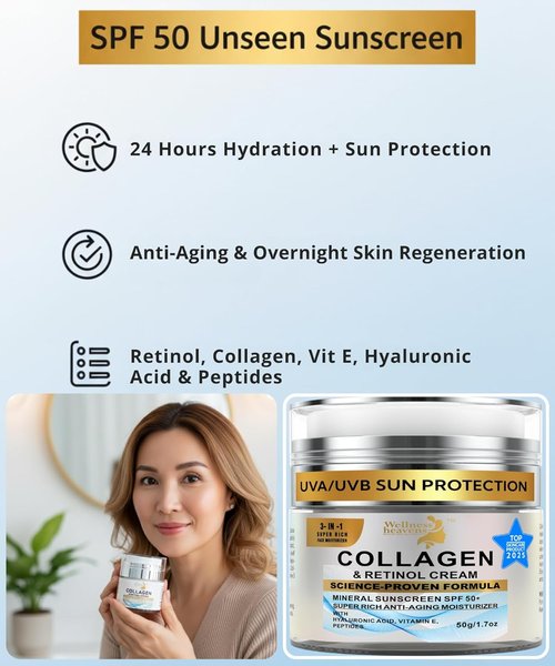 Regine Switzerland Anti-Aging Face Moisturizer - SPF, Collagen & Retinol Cream for Dry Skin | 1.7oz