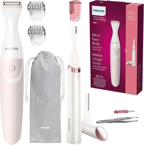 Philips Beauty Bikini Trimmer & Precision Trimmer Bundle - Special Edition, Pink & White