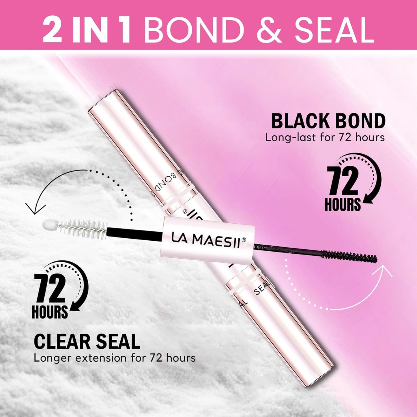 LA MAESII Lash Cluster Glue - 2-in-1 Bond and Seal for Eyelash Clusters | Waterproof, Strong Hold, 10ml