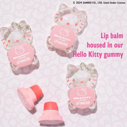 Lip Smacker Hello Kitty Lip Balm, Peach Gummy Flavored Moisturizing, Smoothing Soft Shine, Hydrating & Protecting Fun Tasty Flavors, Cruelty-Free - Positively Peach