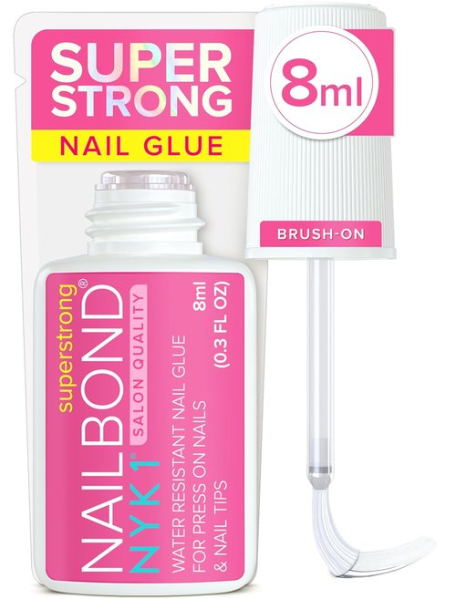 NYK1 NailBond - Super Strong Nail Glue for Press On Nails & Acrylics - Long Lasting, 8ml, Mess-Free Application