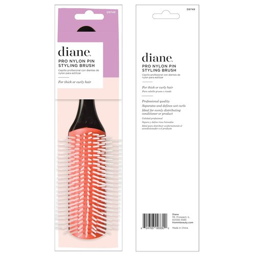 Diane Pro Nylon Pin Hair Brush - Effortless Detangling for Thick or Curly Hair | Perfect for Wet Styling