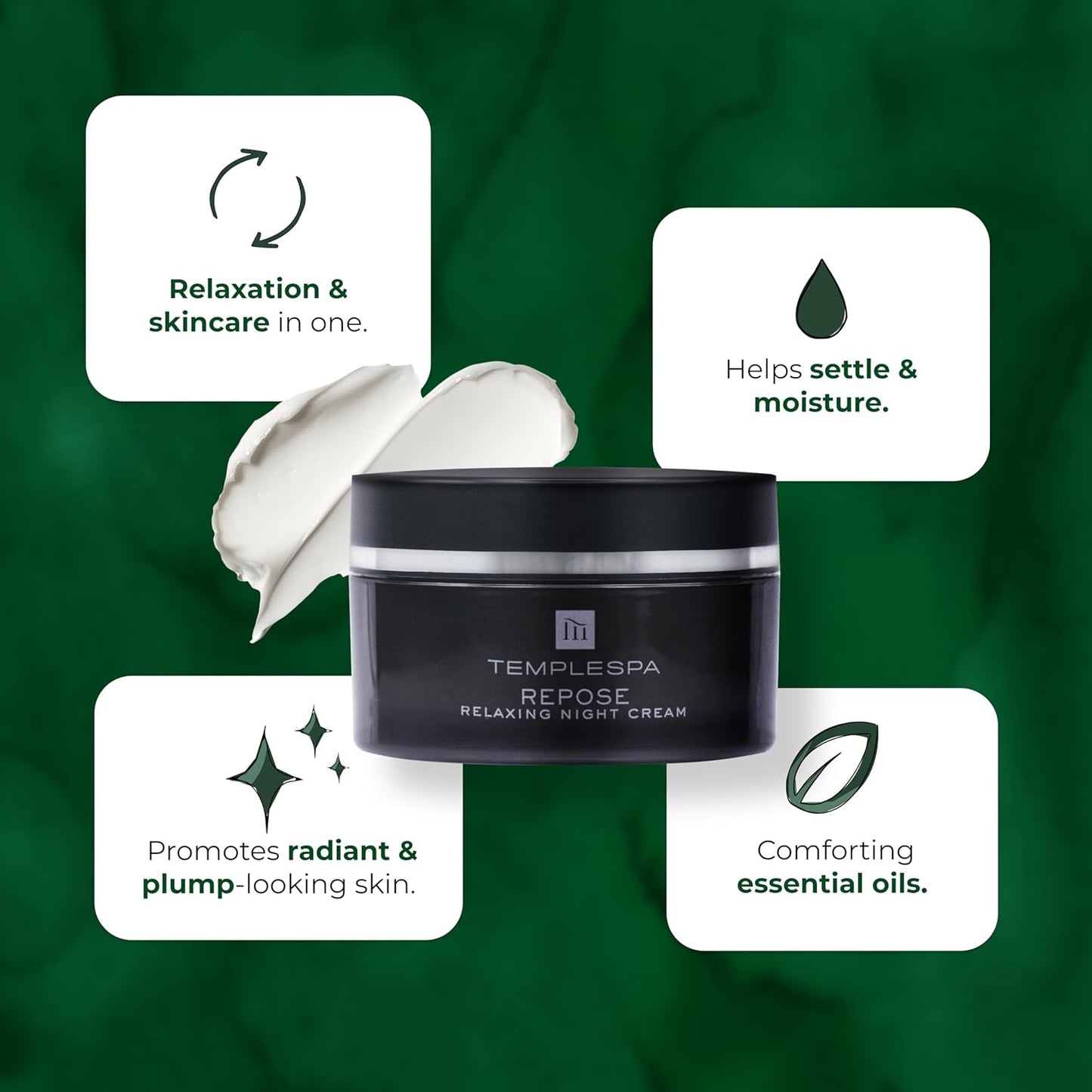 TEMPLESPA Repose Night Face Cream - Relaxing Aromatherapy, Anti-Aging Moisturizer, 1.6 fl. oz.