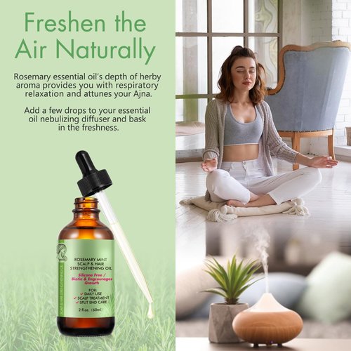 Rosemary Essential Oil (2 Pack), Rosemary Oil for Hair Growth & Skin Care, Face, Dry Scalp Treatment, Hair Growth Serum for Thicker Longer Fuller Healthier Hair