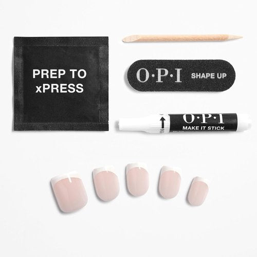 OPI Press On Nails Bundle - French Tip Nail Art with Glue & ProSpa Nail Oil, Short | 0.5 fl oz