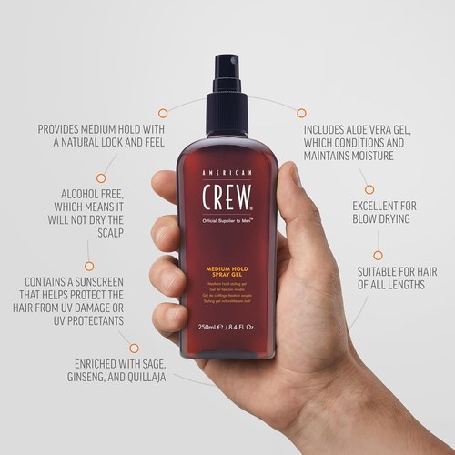 American Crew Hair Spray - Medium Hold for Men | 8.45 Fl Oz for All-Day Style