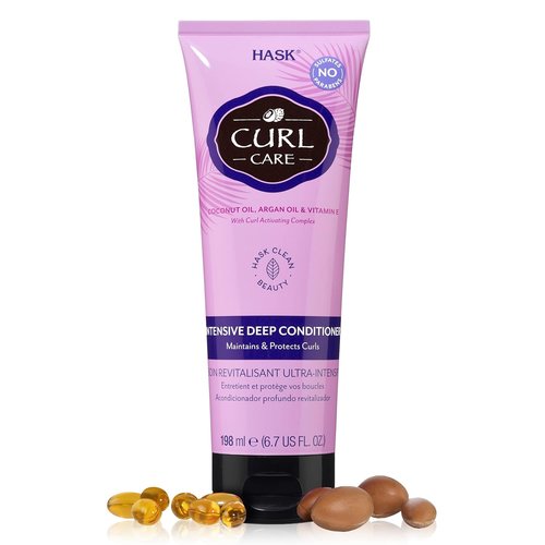 HASK Curl Care Intensive Deep Conditioner - Vegan, Cruelty-Free, Color Safe Treatment for Curly Hair