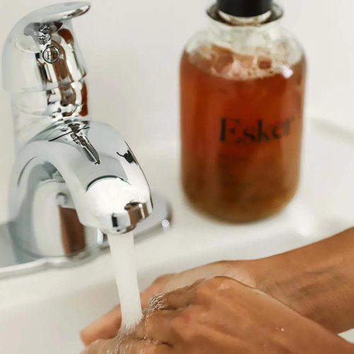 ESKER Calendula Hand Cleanser - Luxury Foaming Hand Wash with Essential Oils | 16.9 fl oz in Reusable Glass Bottle - Plant-Based & Cruelty-Free