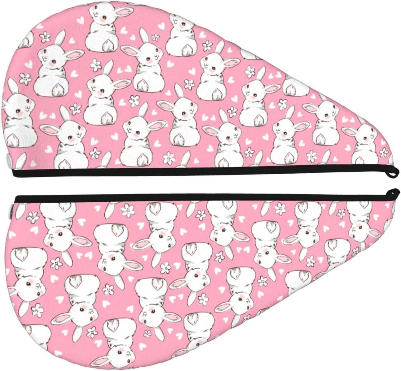 Skiennix Bunny Hair Towel Wrap - Fast Drying Microfiber Turban with Buttons for Curly & Thick Hair