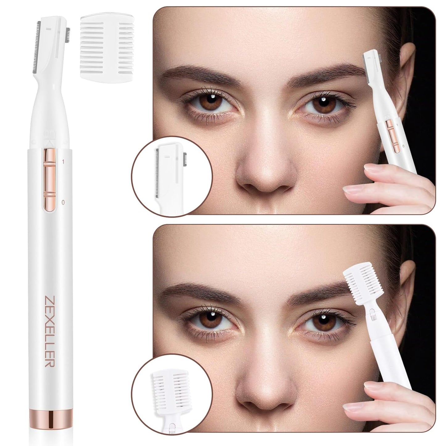 Skiennix Eyebrow Trimmer - Precision Facial Hair Remover for Chin, Neck & Upper Lip | Battery Operated
