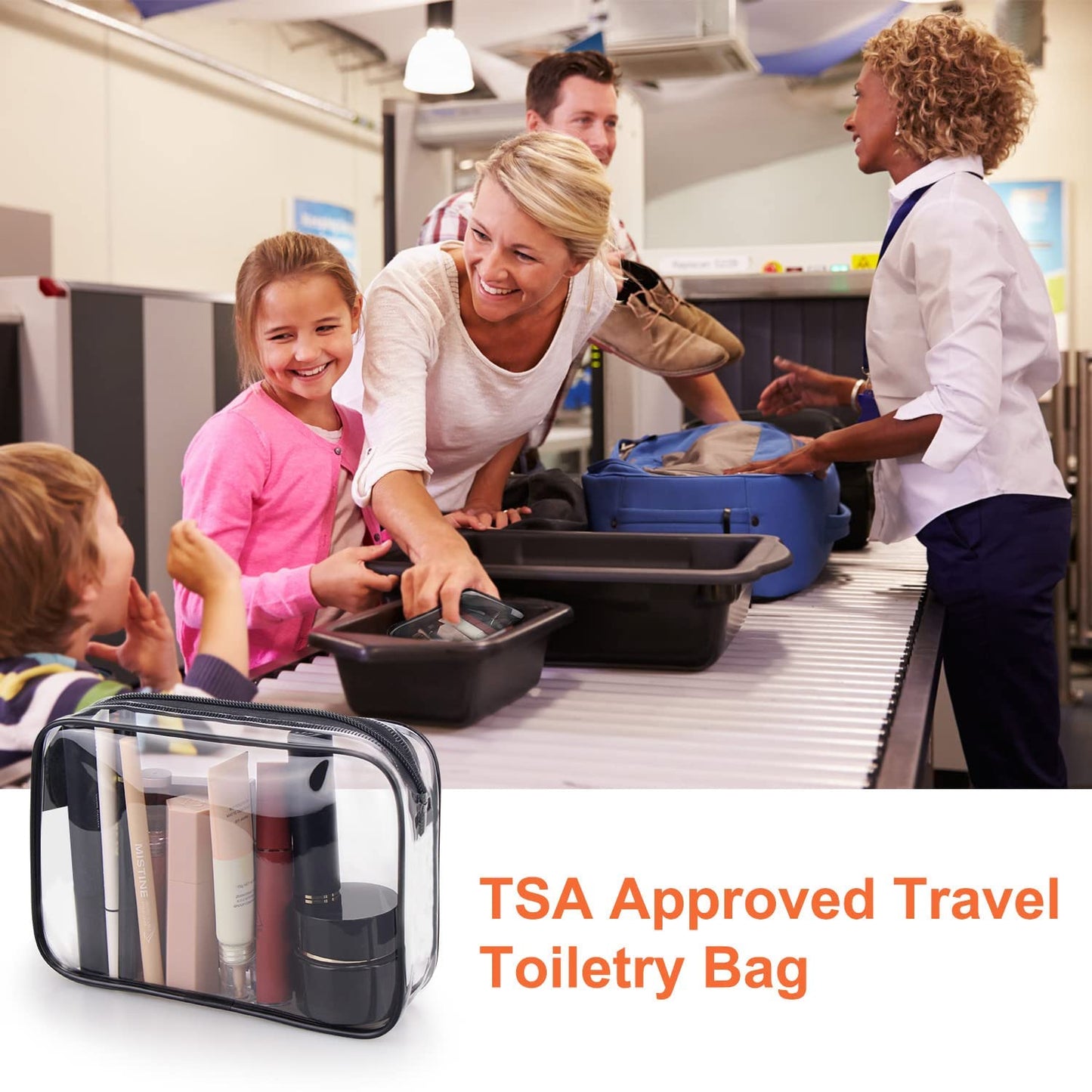 Wedama TSA Approved Toiletry Bag - 3 Pack Zipper Cosmetic Bags for Travel | Quart Size - Black