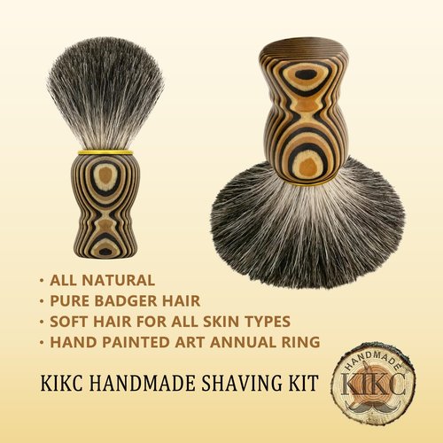 KIKC Badger Shaving Brush - Handcrafted Soft Bristles with Artisanal Wood Handle | Perfect Gift for Bearded Men