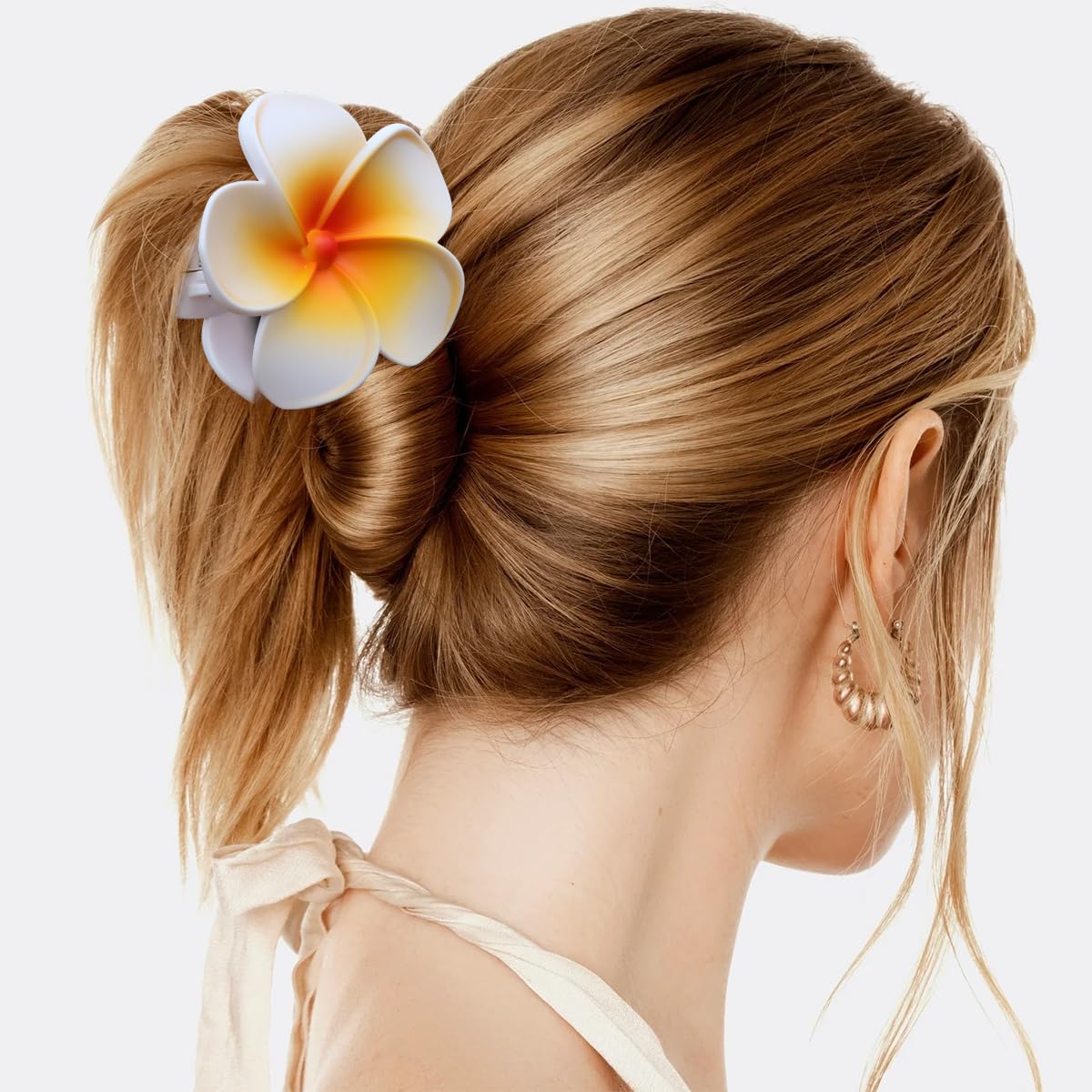 Hawaiian Flower Hair Clips - 8pcs Large Daisy Plumeria Barrettes with Strong Non-Slip Hold for Women and Girls, Cute Friend Gift