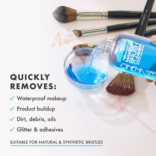 Cinema Secrets Blue Vanilla Makeup Brush Cleaner - Quick-Drying, Rinse-Free Solution for Stubborn Waterproof Makeup