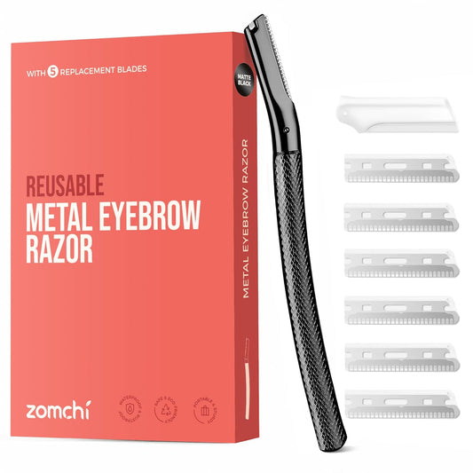 ZOMCHI Eyebrow Razor - Precision Face Trimmer for Men & Women with 6 Blades | Black
