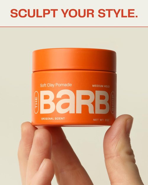 Barb Soft Clay Pomade - Medium Hold Styling Clay for All Hair Types - Non-Sticky & Water-Based - 2 oz