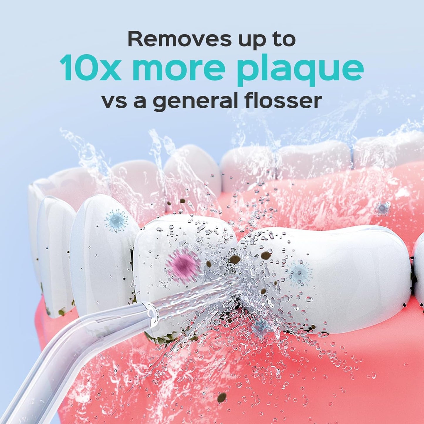COSLUS E1 Electric Water Flosser - Professional Dental Pick for Orthodontics & Sensitive Gums | 12 Pressure Settings & 5 Tips, White