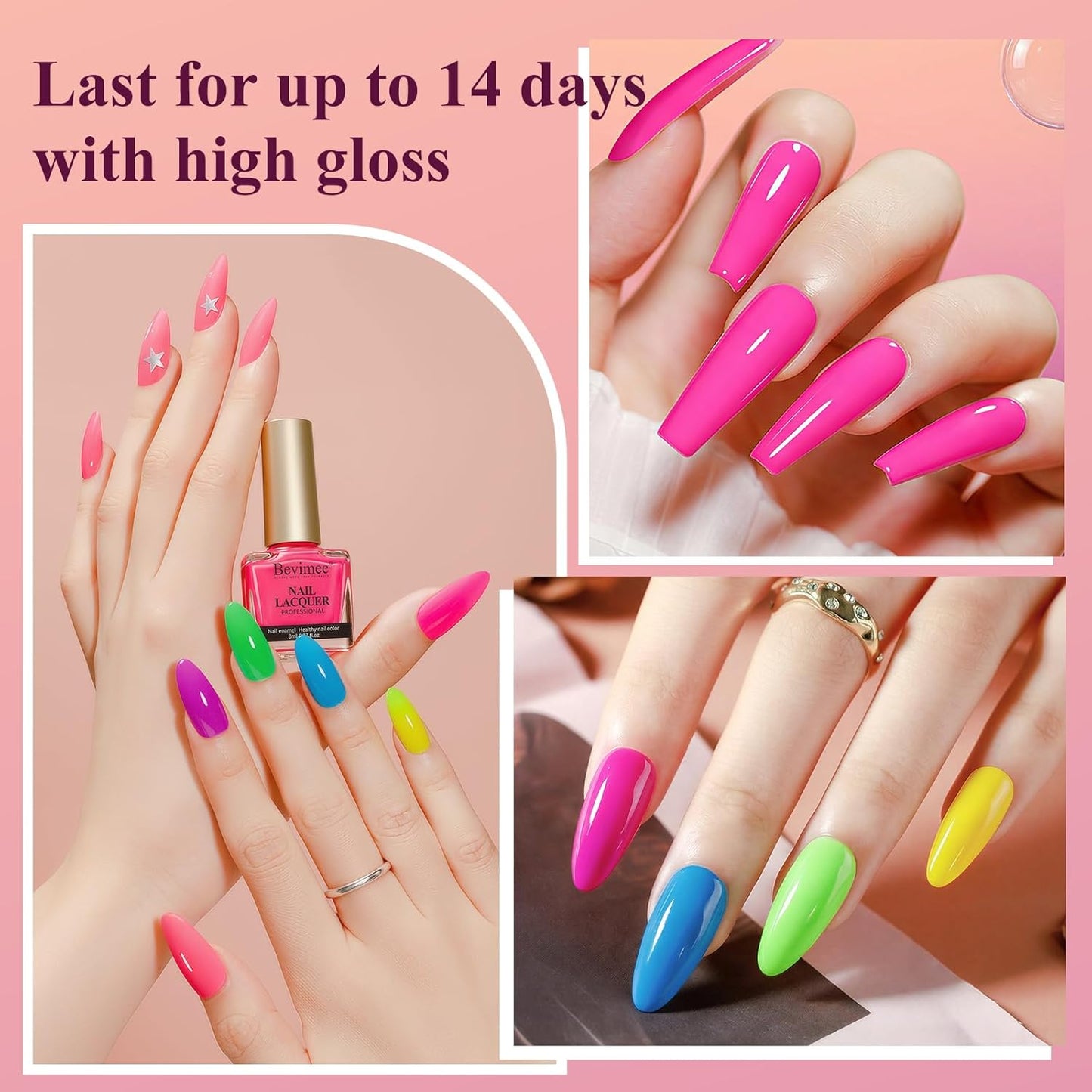 Skiennix Neon Nail Polish Set - Quick Dry 6 Colors for Vibrant Spring & Summer Manicures