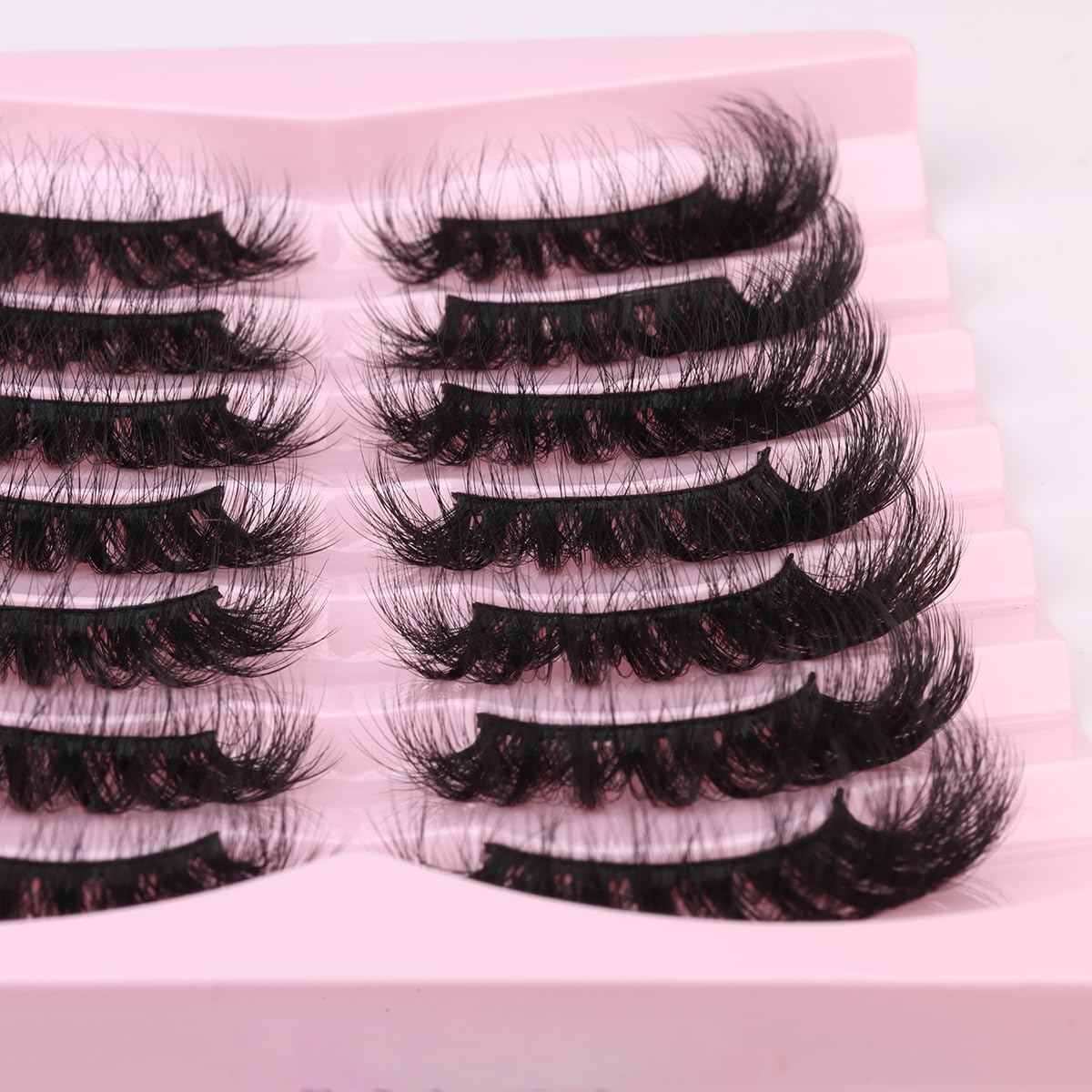 Mink Lashes Fluffy D Curl False Eyelashes 20mm Long Volume Lashes That Look Like Extensions Cat Eye Fake Lashes Faux Mink Strip Lashes Pack 7 Pairs