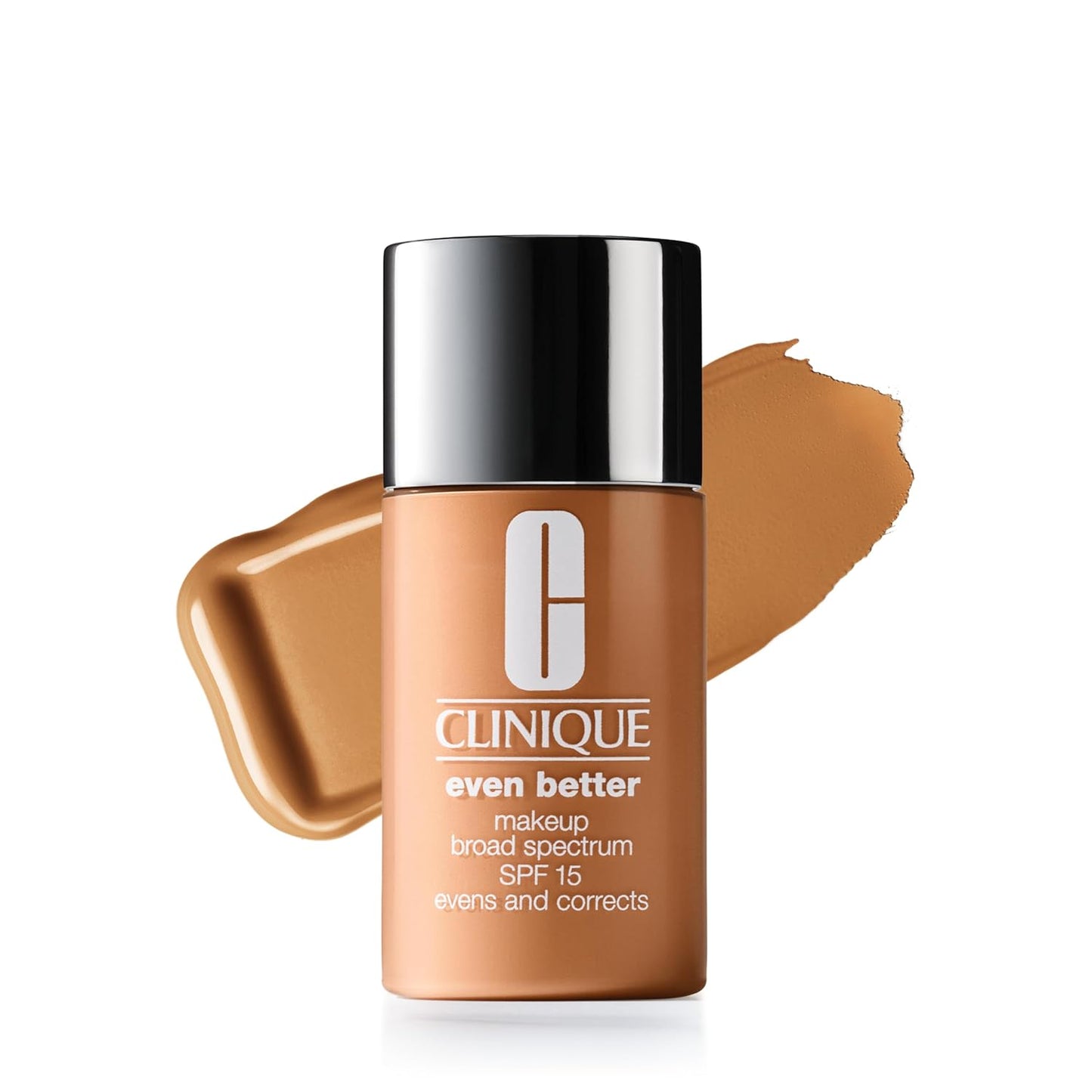Clinique Even Better Liquid Foundation SPF 15 - Vitamin C Infused for All Skin Types | Medium Coverage + Natural Finish | Evens Skin Tone + Reduces Dark Spots, Cream Caramel