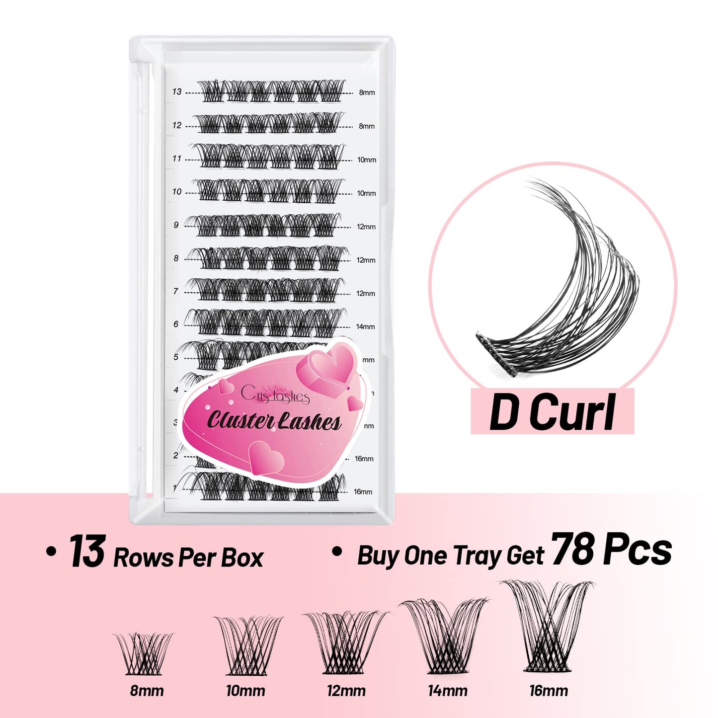 DIY Eyelash Extensions, Crislashes Lash Clusters 13 Rows, Resuable Cluster Lashes, Soft Individual Cluster Lashes, 78 PCS Cluster Eyelash Extensions at Home (F09 Mix 8-16mm)