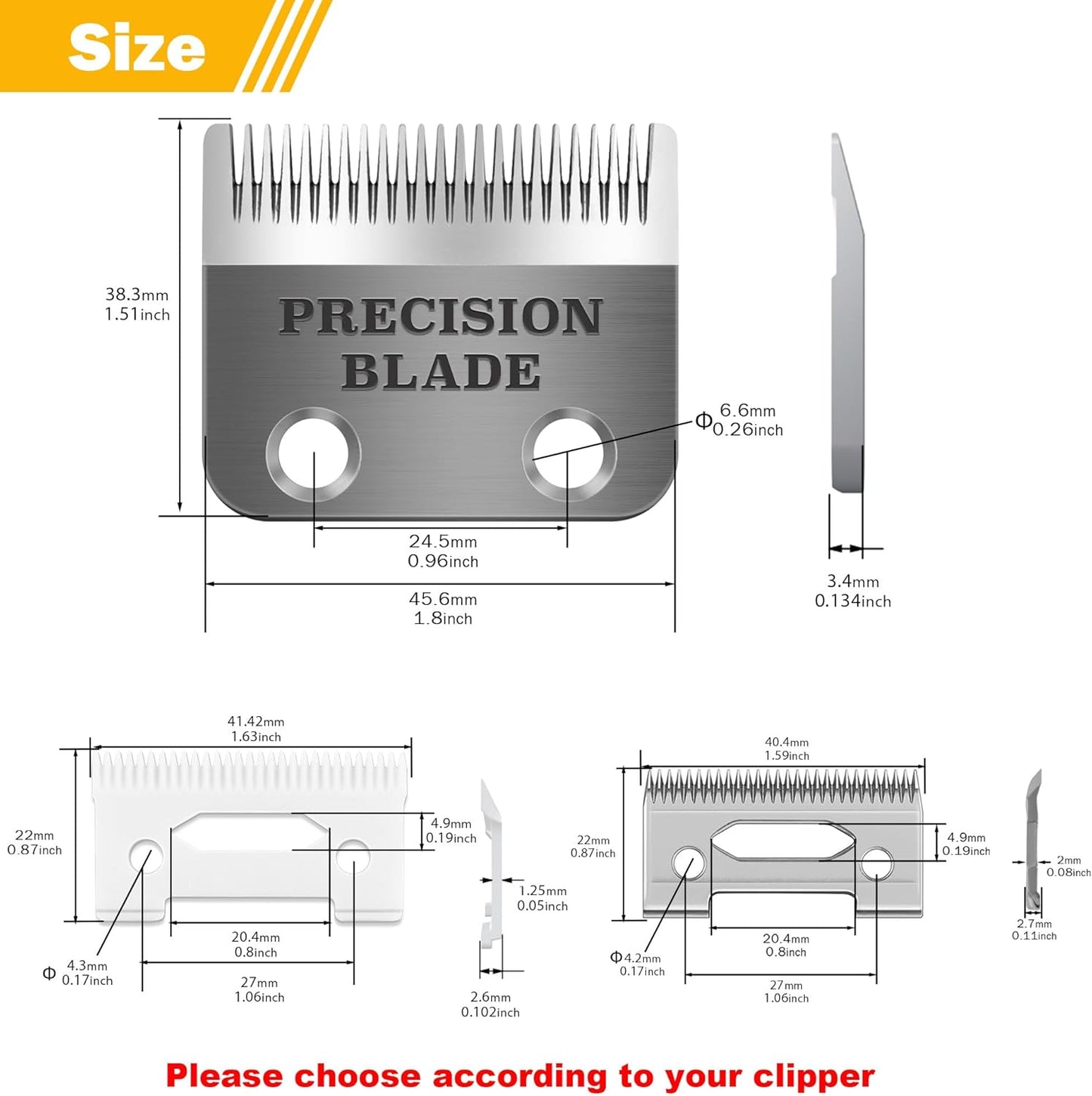 Wahl Precision Clipper Replacement Blades - Adjustable Hair Trimmer Parts | Pack of 2