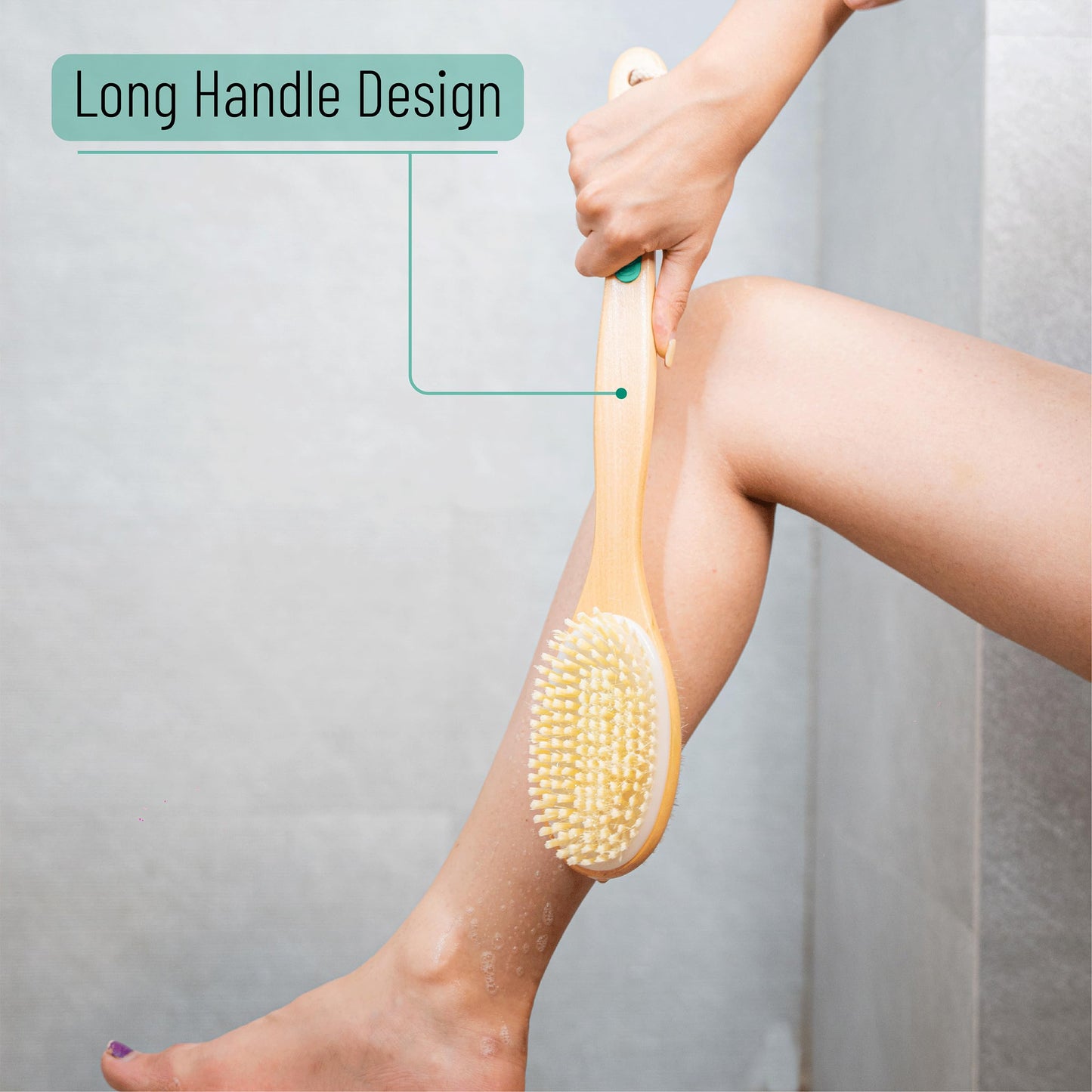 Slick- Shower Brush, Double Sided Shower Brush, Back Scrubber, Bath Brush, Back Brush, Back Brush Long Handle for Shower, Shower Brushes for Your Back, Bath Brush Long Handle for Shower