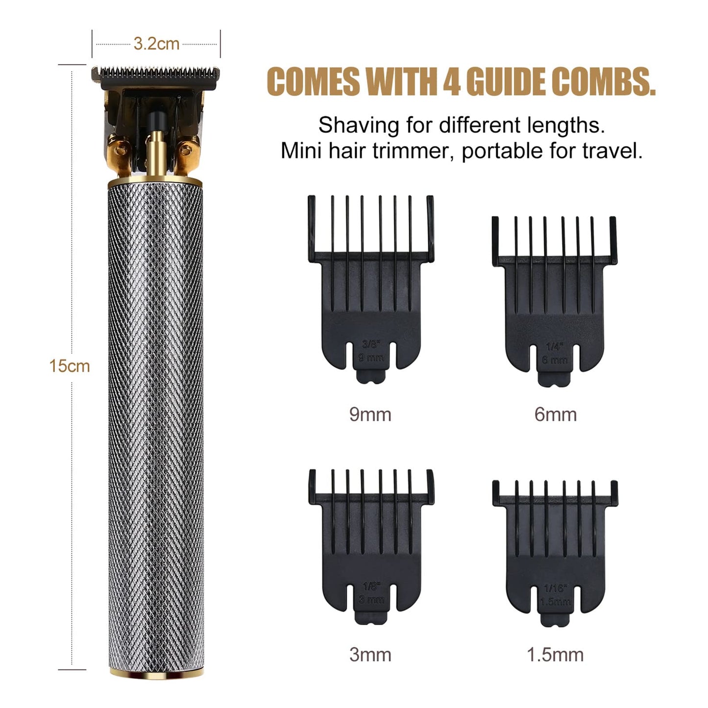 Vetmor Zero Gapped Trimmers Hair Liners for Men&Women Edge Up Clippers T Blade Trimmer Lineup Precision Hairline Professional Edgers Clippers (Silver)