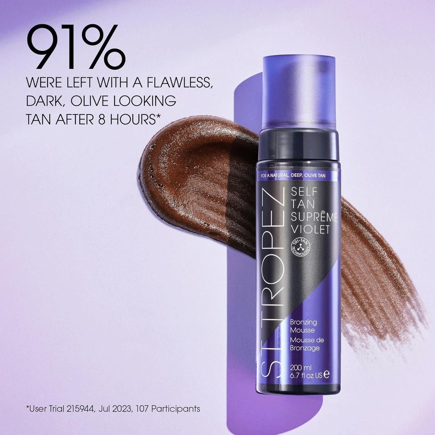 St. Tropez Supreme Mousse - Hydrating Olive Tan Formula with Applicator Mitt | 6.7 Fl Oz | Vegan & Cruelty-Free
