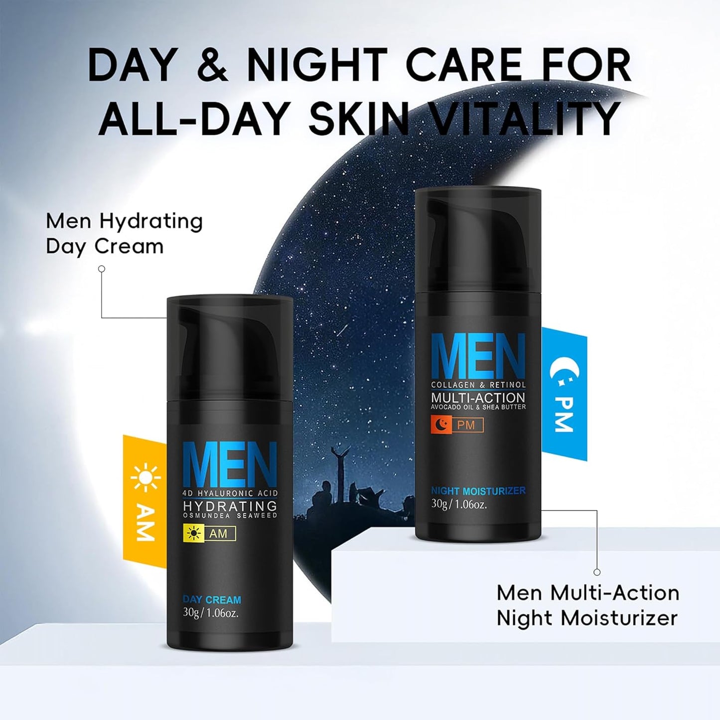 Skiennix Men’s Hydrating Night Cream - Collagen & Retinol Moisturizer for Firm, Youthful Skin | 1.06 oz
