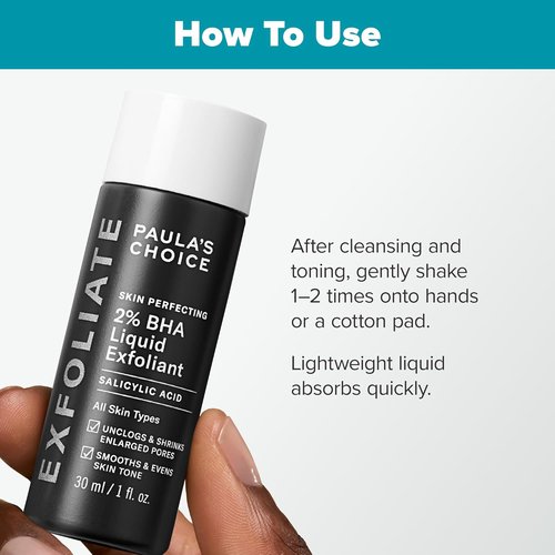 Paula's Choice SKIN PERFECTING 2% BHA Liquid Exfoliant - Salicylic Acid Facial Exfoliator, 1oz | Pore Reducing Toner with Niacinamide, 1oz