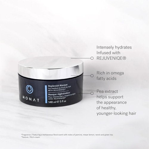 MONAT Replenish™ Masque - Deep Conditioning Hair Mask for Medium to Thick Hair | Hydrating with Pea Extract & Vegan UV Protectant - 148 ml (5.0 fl. oz.)
