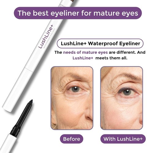 Rumi Cosmetiques LushLine+ Waterproof Eyeliner Pencil - Smudge Proof & Long-Lasting for Sensitive Eyes | Natural Brown