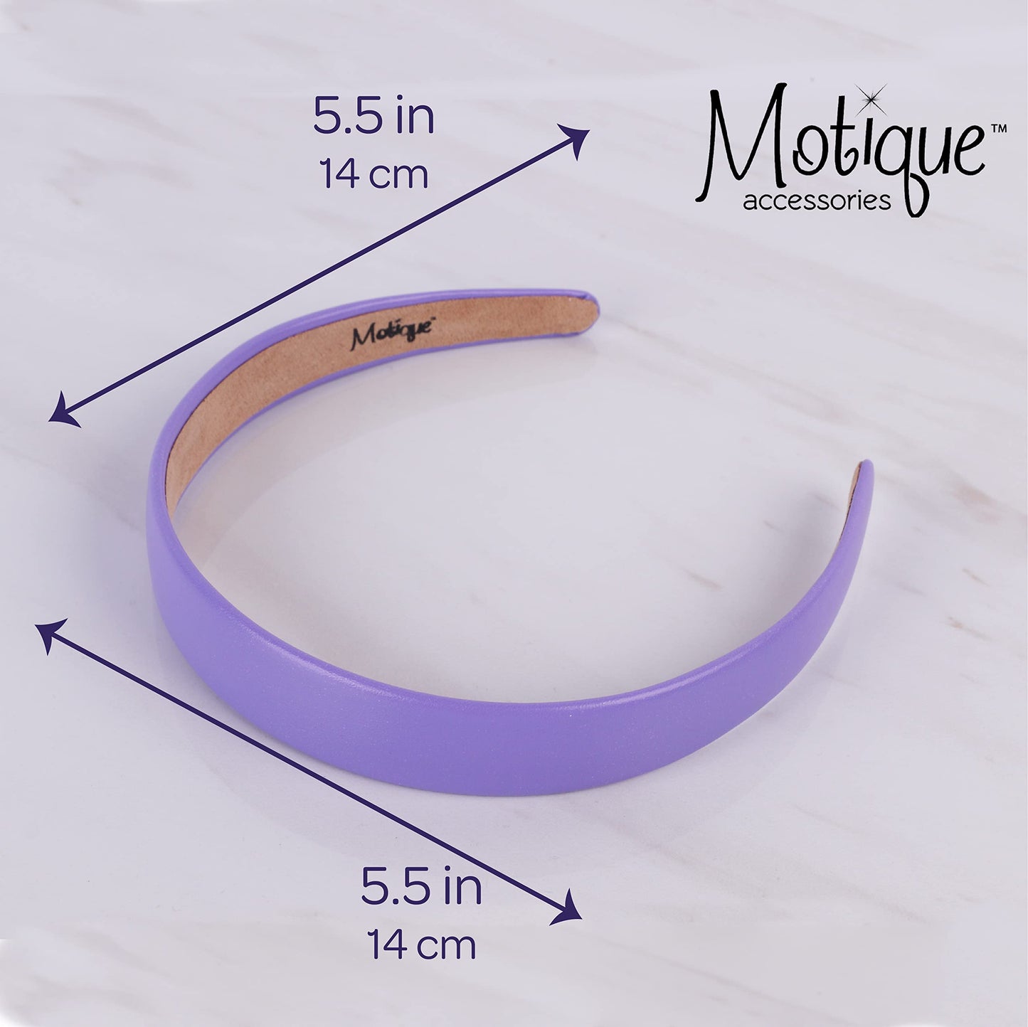Motique Accessories 1 Inch Vegan Leather Headband for Women and Girls (Light Purple)