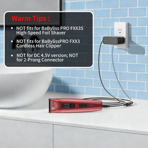 BaByliss PRO FX3 Cordless Hair Trimmer Charger - 12V Adapter Compatible with FX3C & FX3T Models