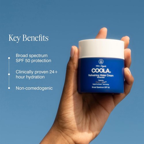 COOLA Organic Face Moisturizer - Refreshing Water Cream with SPF 50 & BlueScreen Technology | 1.5 Fl Oz