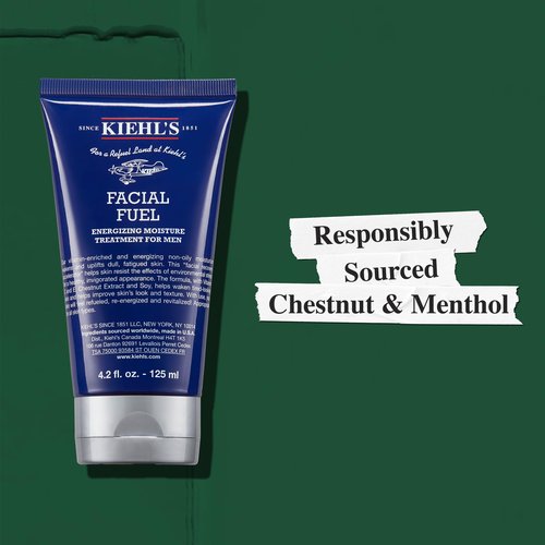 Kiehl's Facial Fuel Moisturizer, Men's Face Cream, with Vitamin C and Caffeine that Contain Antioxidants to Help Energize and Reduce Dullness, Non-Greasy, Paraben-free, Sulfate-free